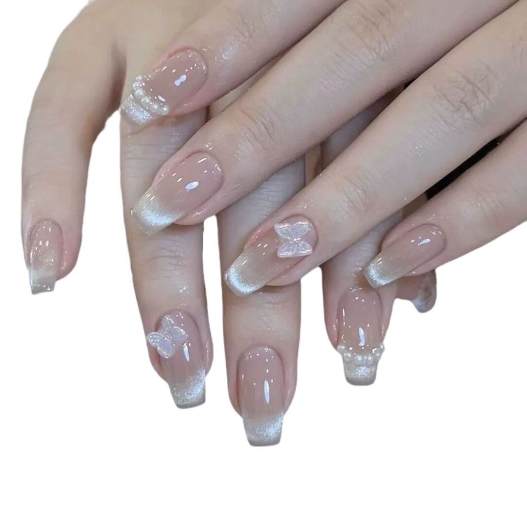 Pegatinas de uñas francesas, pegatinas de uñas, piezas de uñas portátiles, piezas de uñas portátiles, piezas de uñas postizas desmontables, piezas de uñas