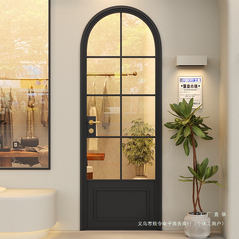 厕所门门卫生间门圆弧老门铁门店铺玻璃门法式复古拱形门门服装店