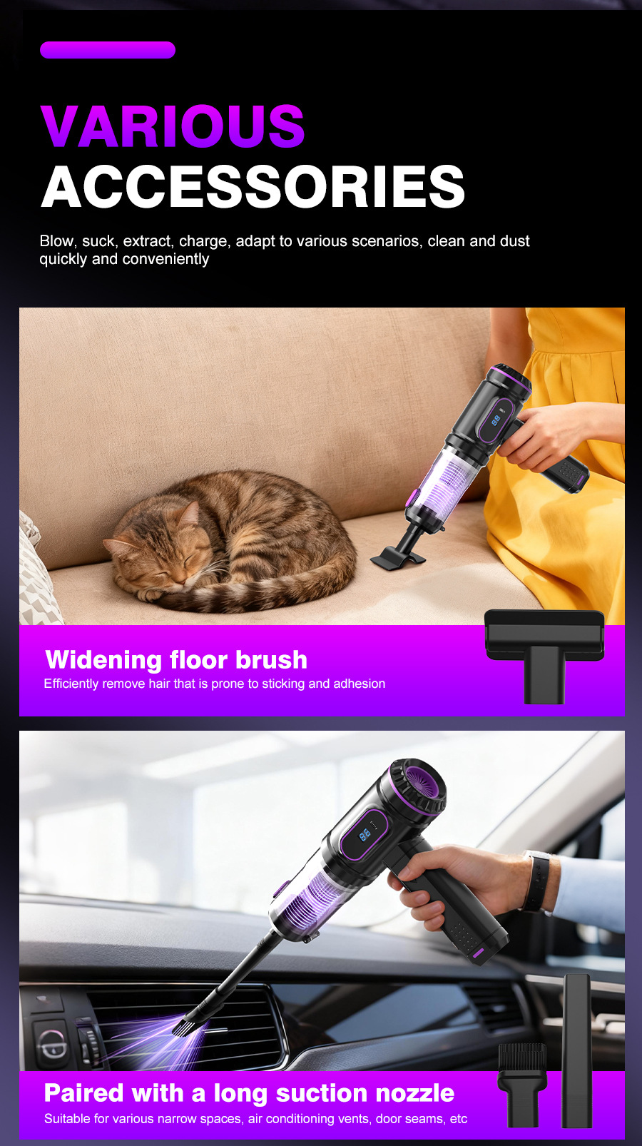 New Wireless Vacuum Cleaner with Blowing and Suction Functions, One-Touch Dust Dumping, Handheld Dust Blower, High-Power Suction, Car Vacuum Cleaner