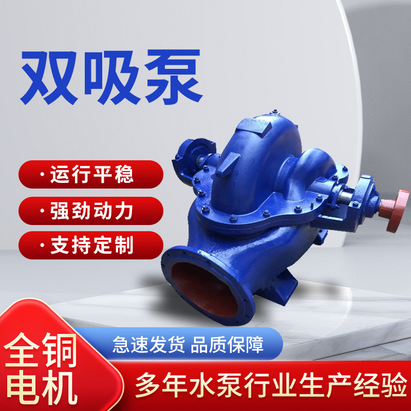 6SH-6卧式单级双吸离心泵流量160铸铁中开式排涝水泵55KW防汛排涝