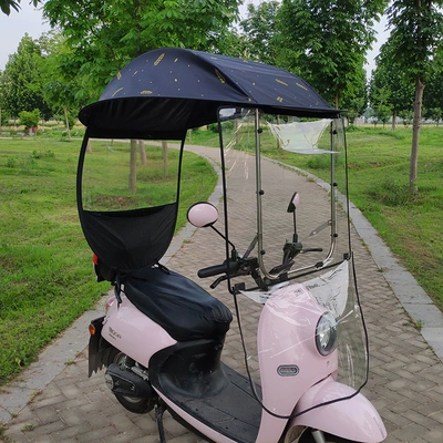 Elektromobil üçün ön şüşə çətiri (günlük) bike canopy, electric vehicle sunshade - stainless-steel-model-golden-wheat-sheaves-suitable-for-all-seasons-suitable-for-vehicles-with-rearview-mirrors