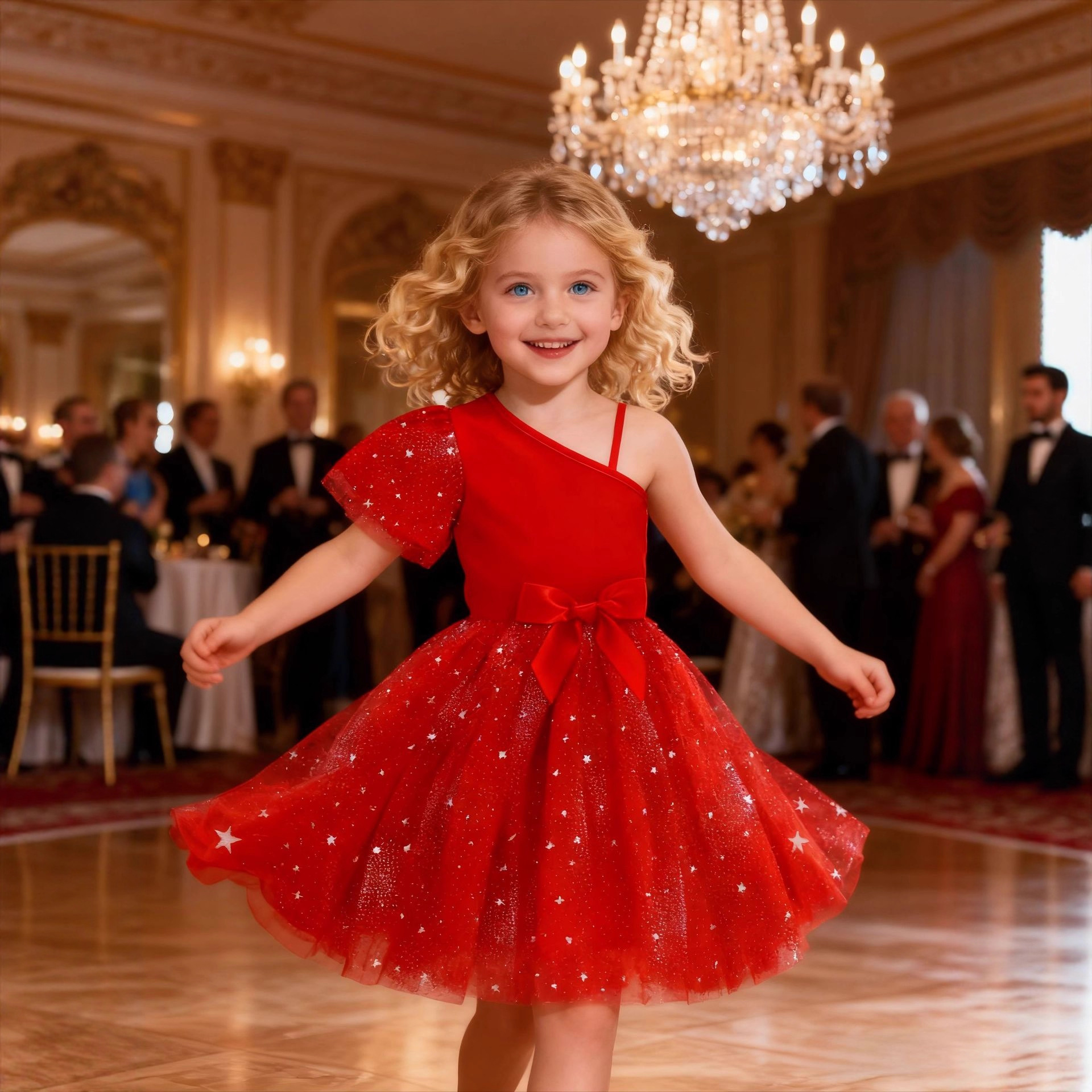 女童斜肩网纱亮片蝴蝶结个性生日礼服休闲连衣裙夏款