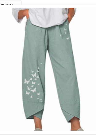 Lino de bambú 2023 nueva primavera suelta moda Impresión digital directa la fábrica pantalones casuales verano