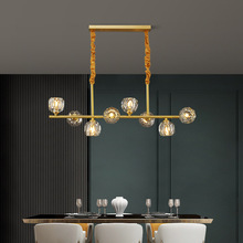 全銅水晶餐吊燈 餐廳簡約現代網紅飯廳餐桌輕奢高檔設計師款燈具