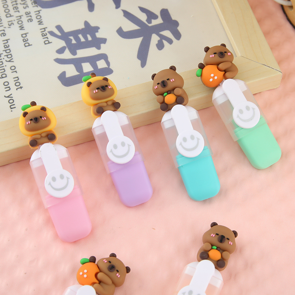 Kapibala Mini resaltador de 6 colores Dibujos animados Juego de alto valor Marcador de color Marcador clave para estudiantes