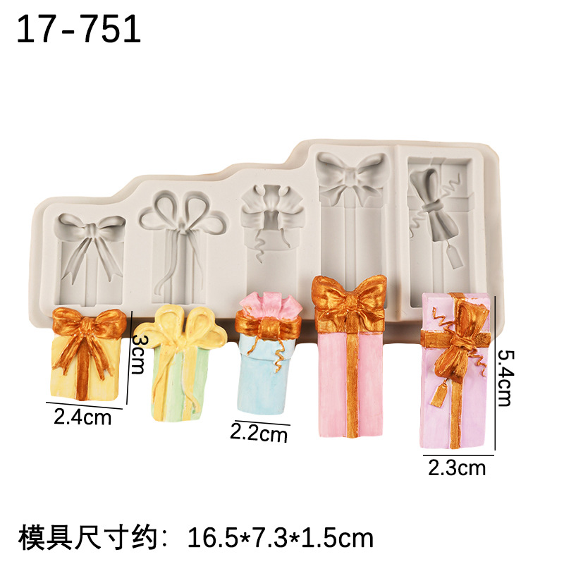 Nuevo tema de navidad molde de silicona DIY molde de fondant de chocolate para hornear decoración caja de regalo sombrero de navidad