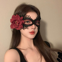 黑色花朵面具假面舞会装扮道具晚会年会半脸面具眼罩化妆之夜面罩