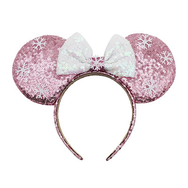 Fuchsia headband with bow, with snowflakes