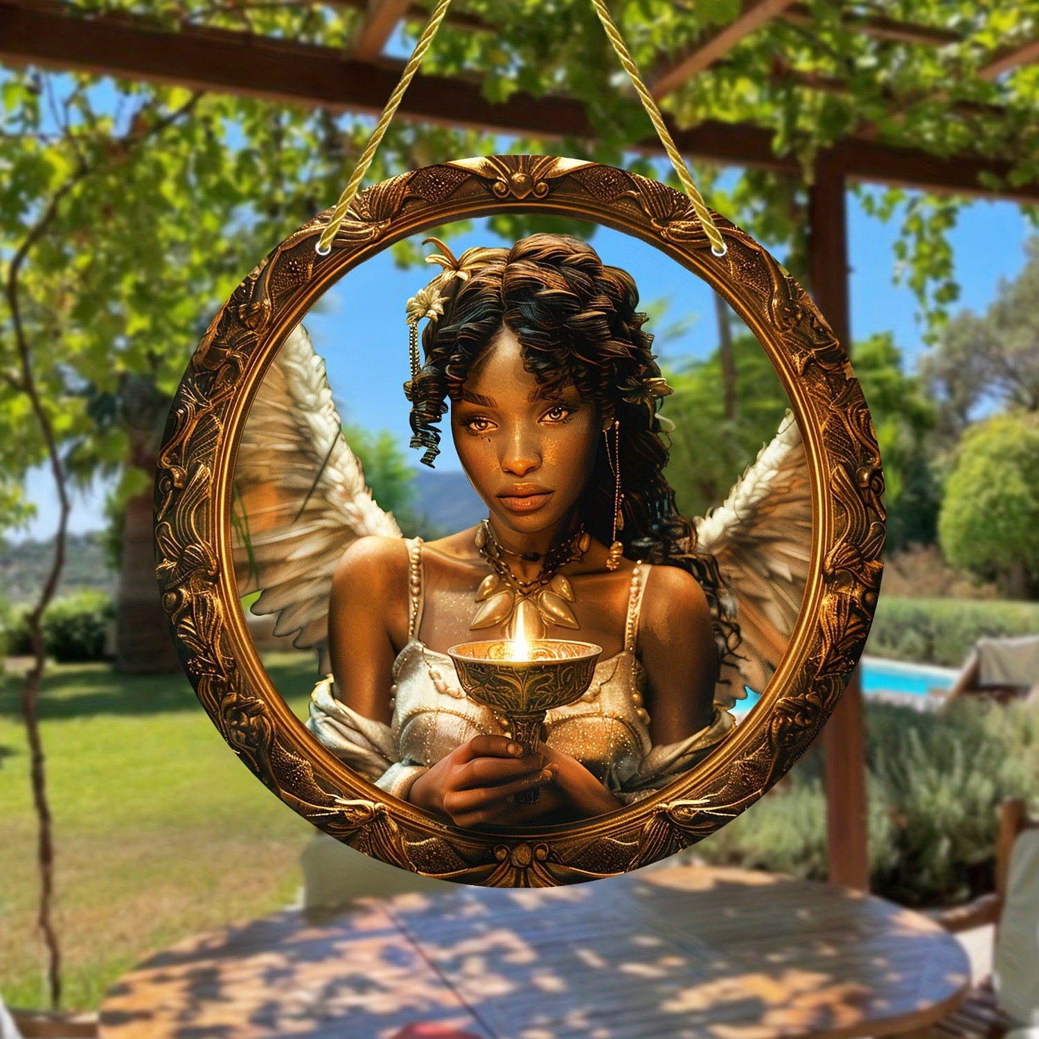 Decoración creativa transfronteriza acrílica disco plano colgar princesa de cuento de hadas belleza figura de captura de sol ventana decoración porche