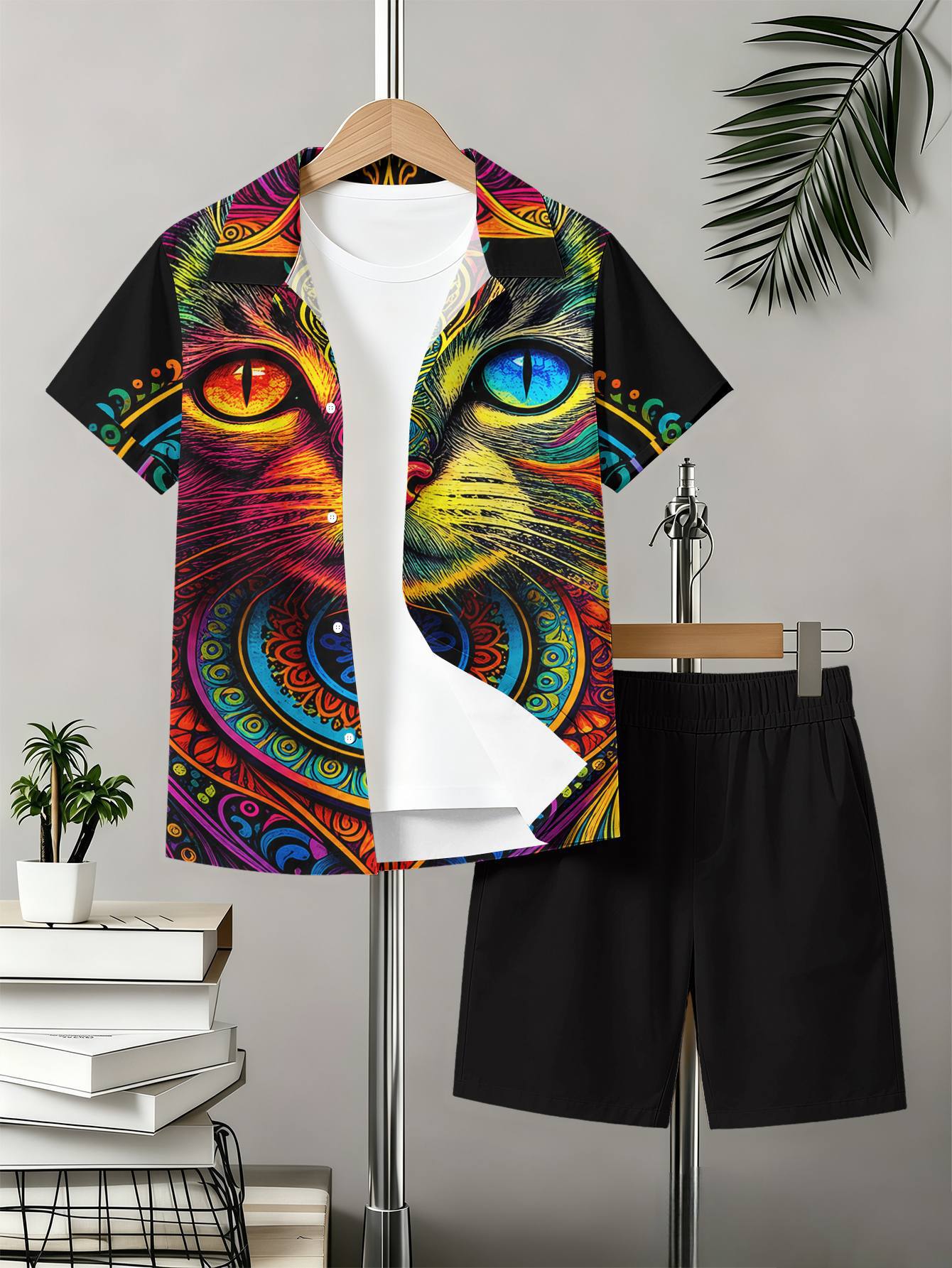 Boys Shirt And Shorts Set With 3d Pattern For Summer Style_voghion.com