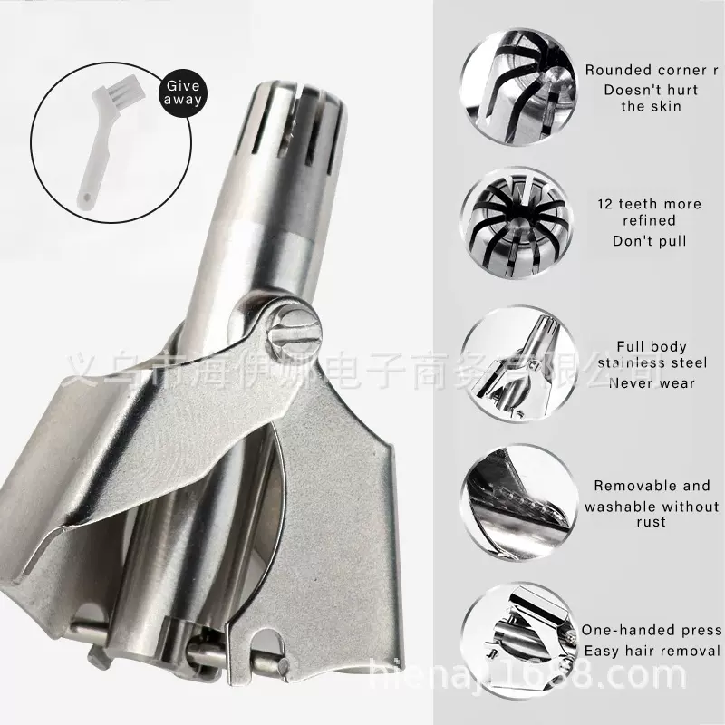 跨境专供鼻毛修剪器不锈钢男手动剪鼻孔修鼻毛神器圆头男士鼻毛剪