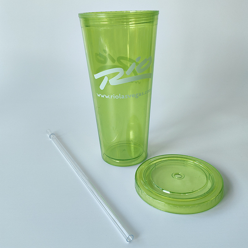 Venta directa de fábrica 24oz 32oz doble capa taza de plástico publicidad creativa taza de agua regalo promocional bebida taza de paja taza