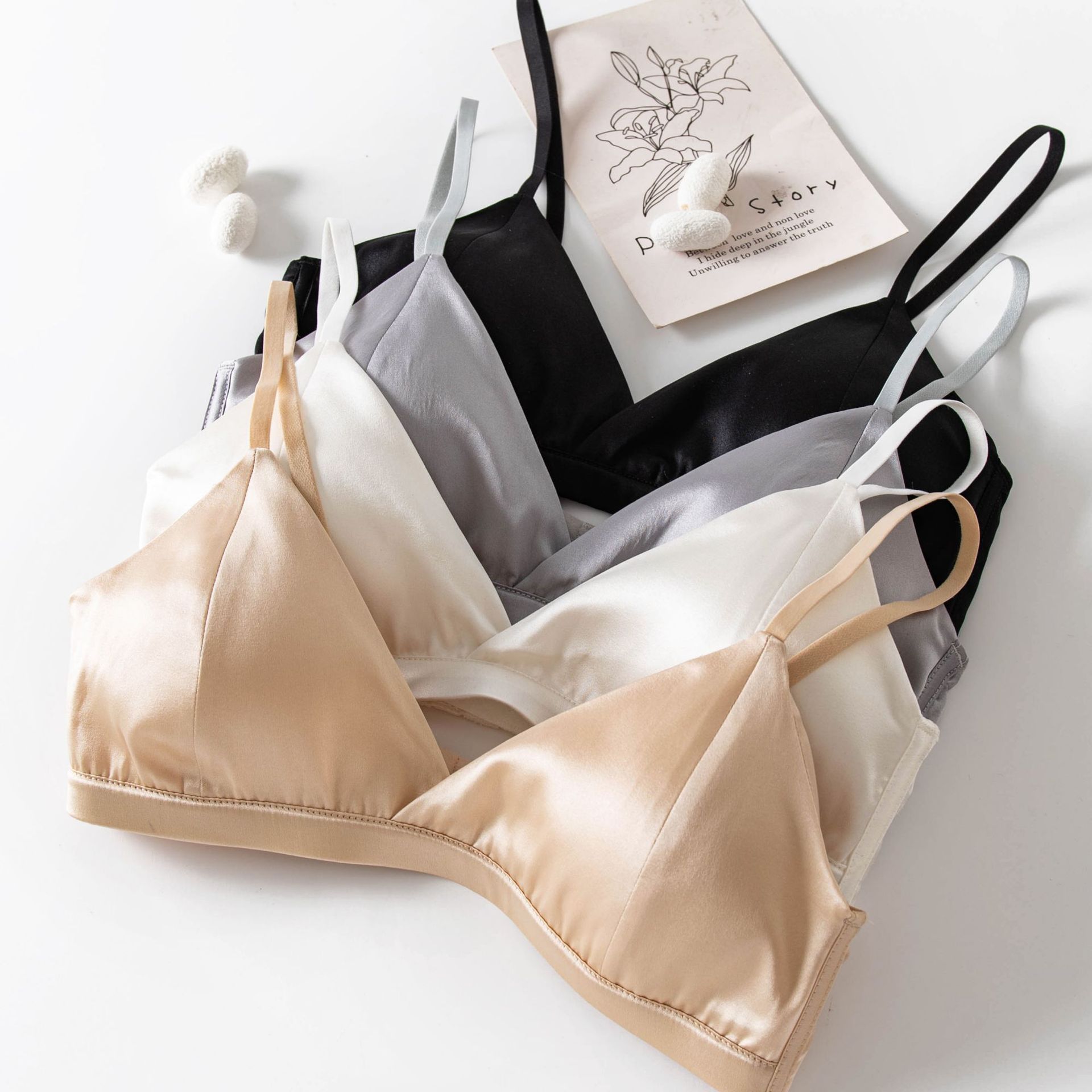 Silk breathable thin comfortable wireless bra