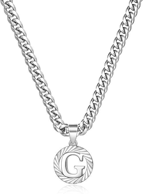 Collier cubain en or blanc, style européen et américain, 26 lettres, style clavicule, inaltérable. Bijou inaltérable._voghion.com