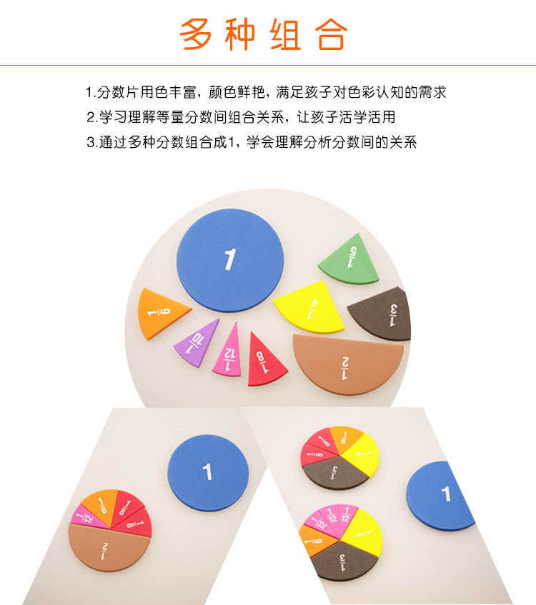 厂家直供EVA教具数学分数圆片问题演示器圆形分数加减运算演示器-阿里巴巴