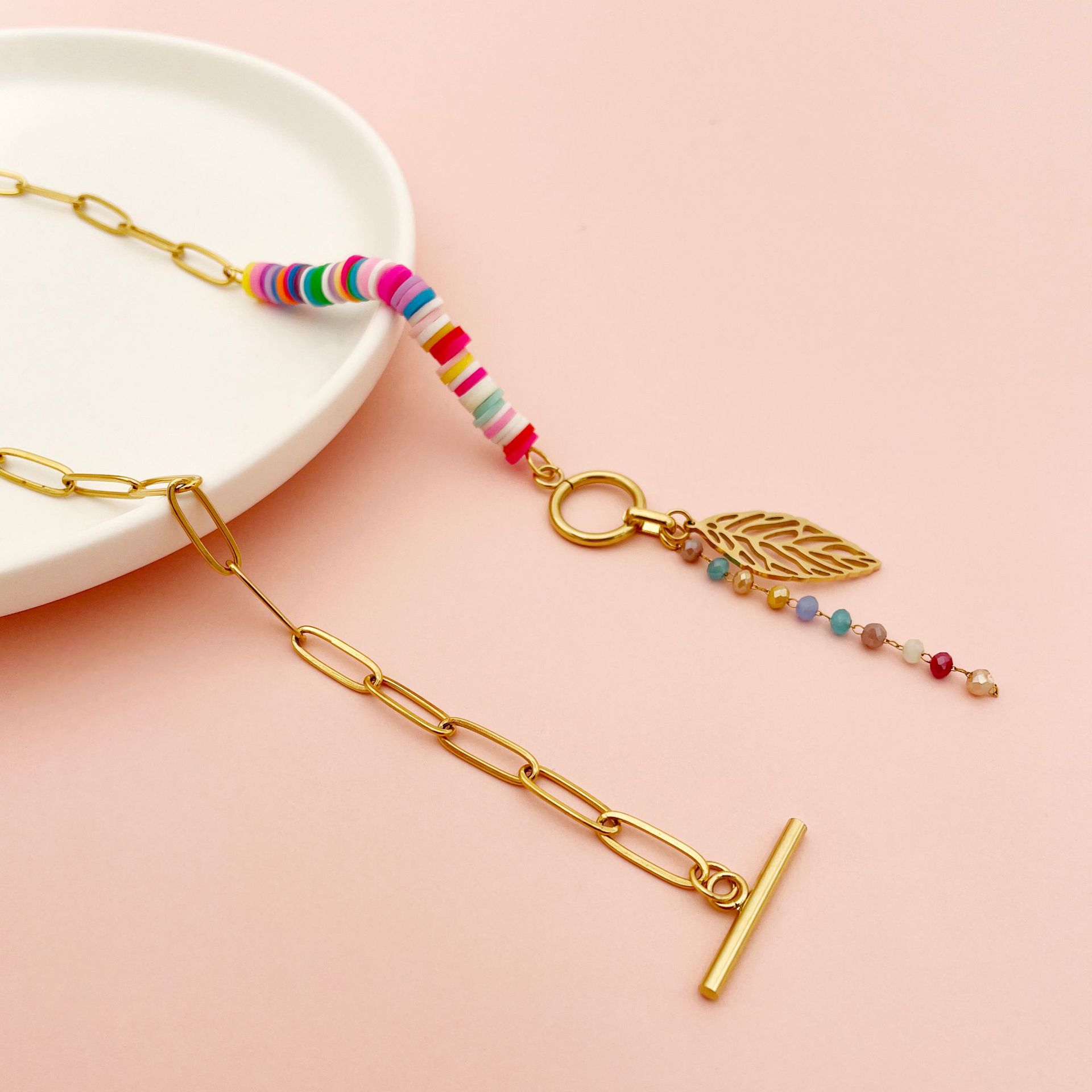 1 Piece Fashion Leaf Metal Titanium Steel Plating Womenu0027S Pendant Necklace