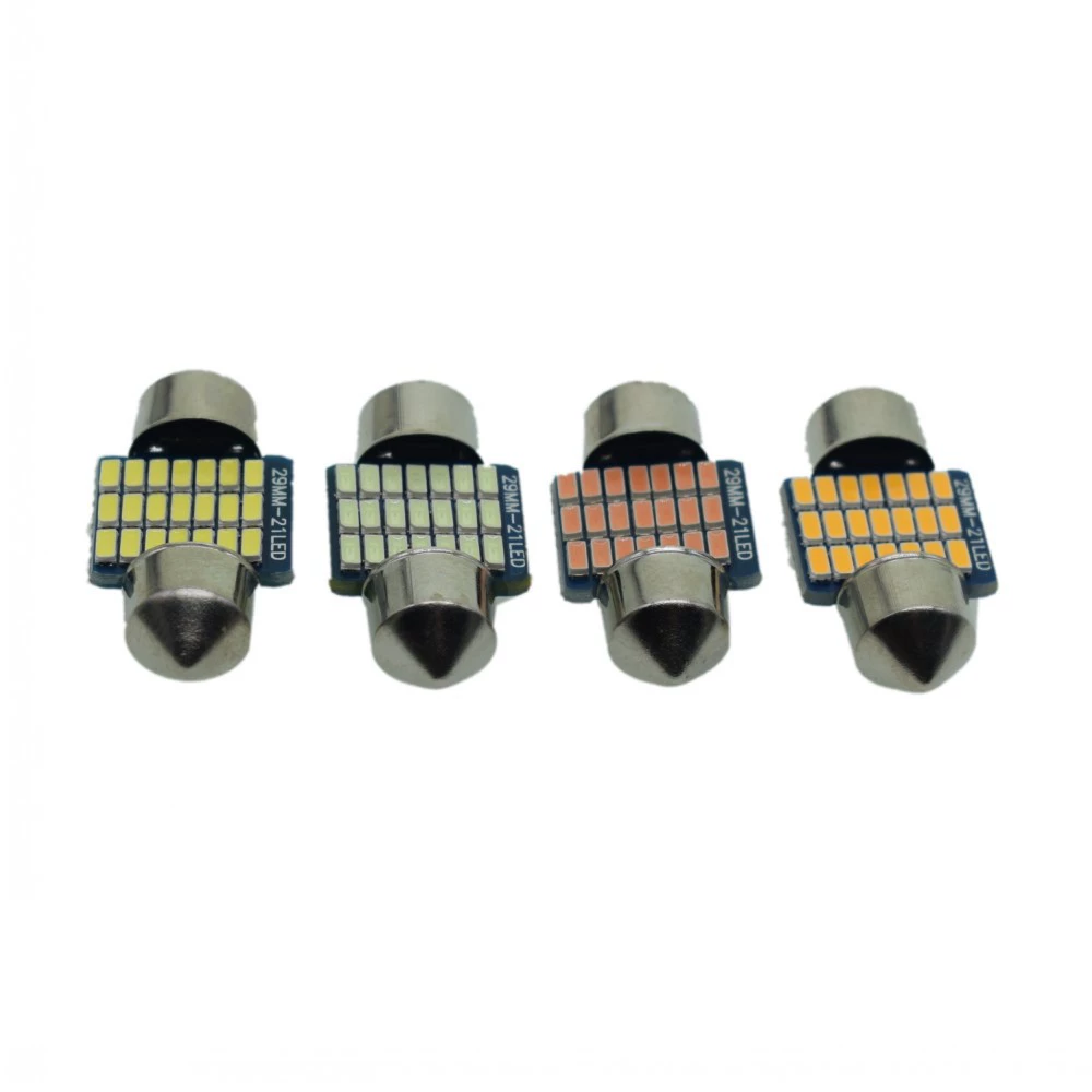 Декодер для автомобильных светодиодных ламп: потолочные, подсветки номерного знака, двухточечные, теплый белый 29/31 мм, синяя плата 3014, 21 светодиод, ледяной синий