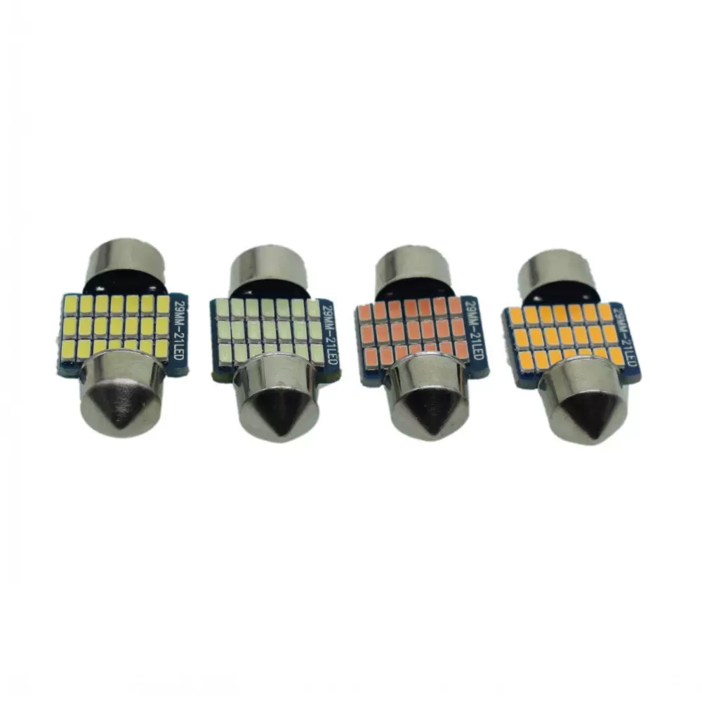 解码汽车LED车顶灯 牌照灯 双尖灯暖白29 31mm3014蓝板21灯冰蓝色