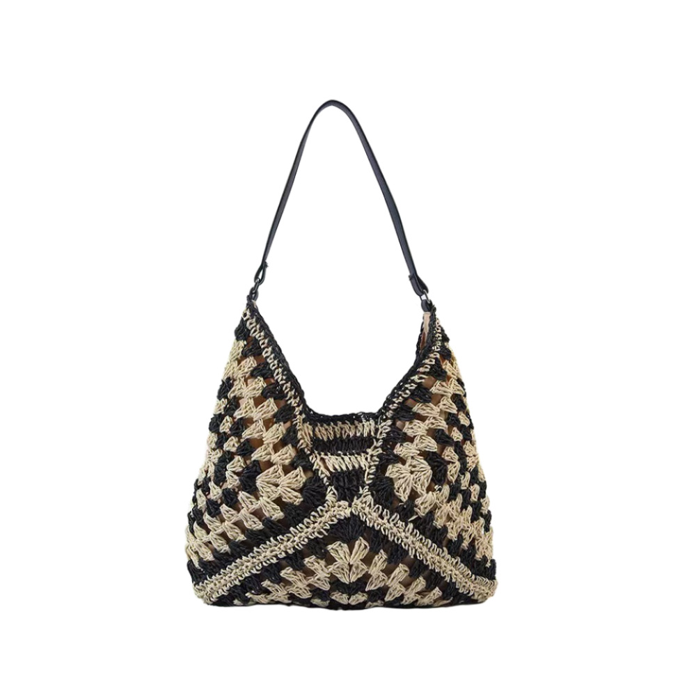 Solid Color Pattern Spring&Summer Season Women's Gender Women's Medium Straw Solid Color Vacation Beach Weave Square Open Beach Bag