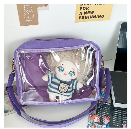 Korean version of ins cute versatile girly bag small fresh Japanese style Harajuku style transparent 25cm doll bag crossbody bag