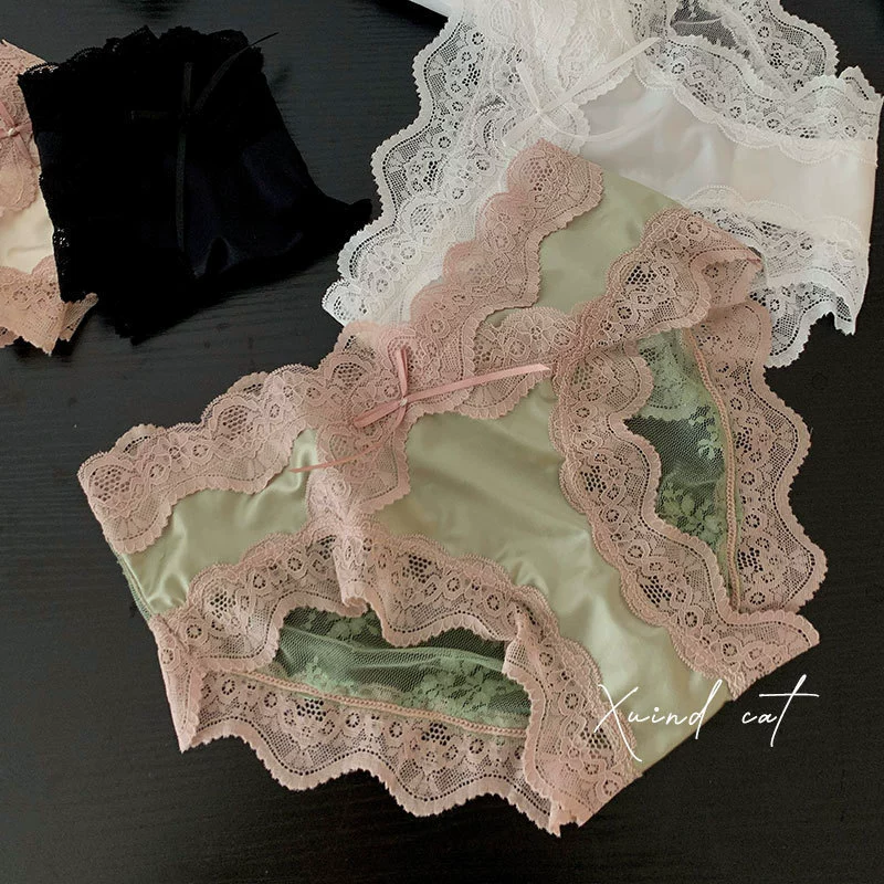 Сексуальное дышащее кружевное хлопковое лёгкое и тонкое компрессионное белье, брюки