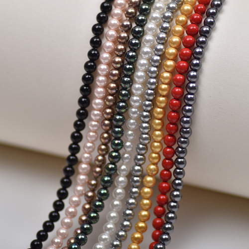 Wholesale 4mm Shijia Pearl Powdered Beads Colored Shell Pearl Necklace DIY Jewelry Accessories Bead Material 