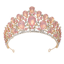 欧式新娘皇冠 金色发饰大王冠 奢华时尚水晶巴洛克公主生日皇冠
