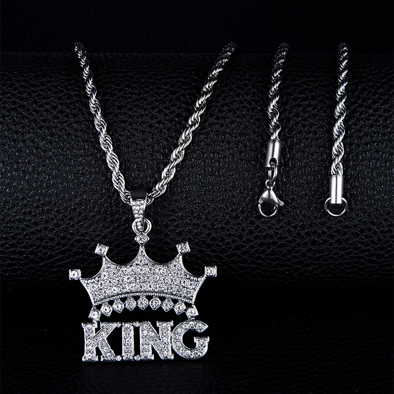 Hip-Hop Letter Crown Stainless Steel Plating Menu0027S Necklace 1 Piece