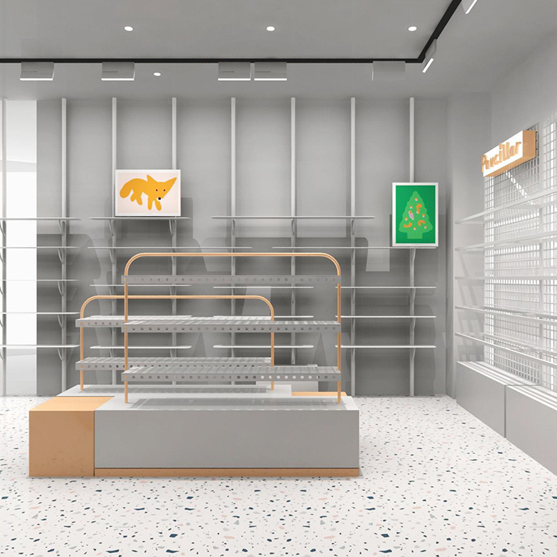 鞋店专卖店展示高柜设计商超皮具母婴日用品中岛展柜童装店展示柜