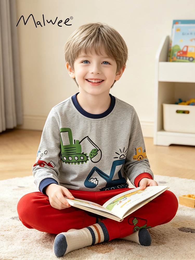 Malwee transfronterizo camiseta de niños primavera y otoño nuevo estilo europeo y americano de niños de cuello redondo camiseta de manga larga camiseta de base casual chaqueta