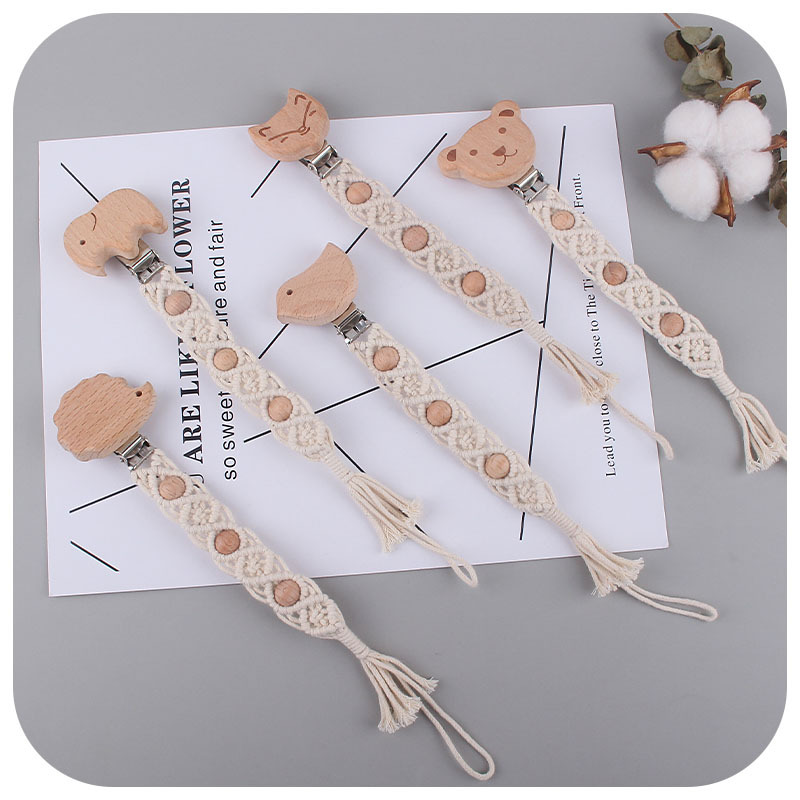 Bebé creativo haya animal chupete clip juguete mordedor chupete cadena nuevo bebé tejido a mano chupete cuerda