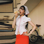 bella辣妹学院风波点polo领衬衫女百搭开衫排扣收腰泡泡袖短上衣