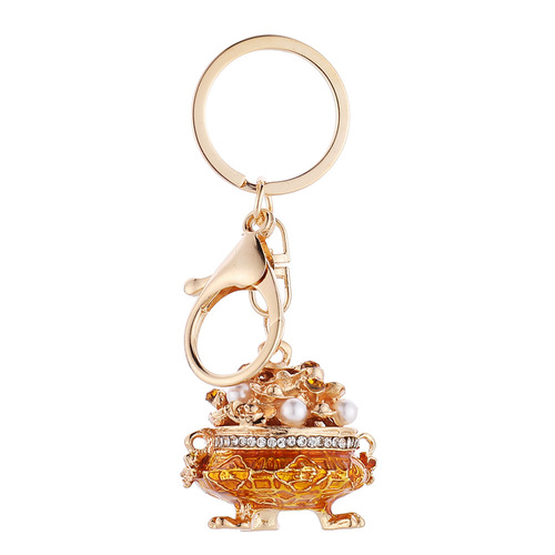 Cornucopia key chain ingot Chinese style rice pendant creative diamond accessories gold key chain pendant jewelry