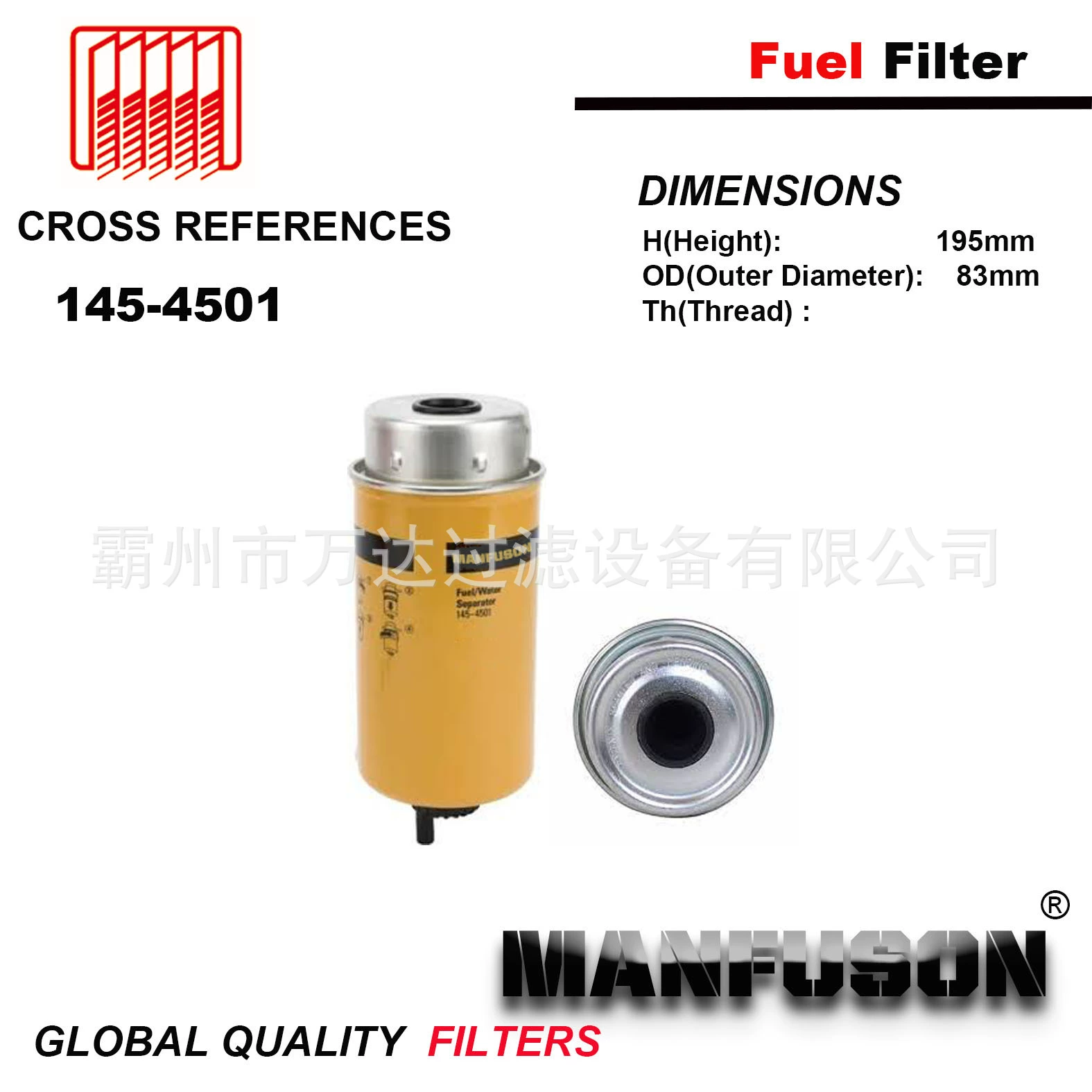 Аксессуары для инженерного оборудования, генераторная установка, топливный фильтр, маслосепаратор 145-4501, фильтр 1454