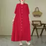 宽松单排扣连衣裙