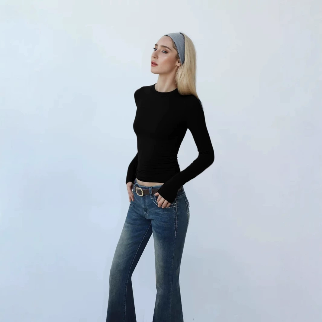Демисезонный цветной реглан под тело с длинным рукавом, с рукавом, slim fit, облегающий, оптовый