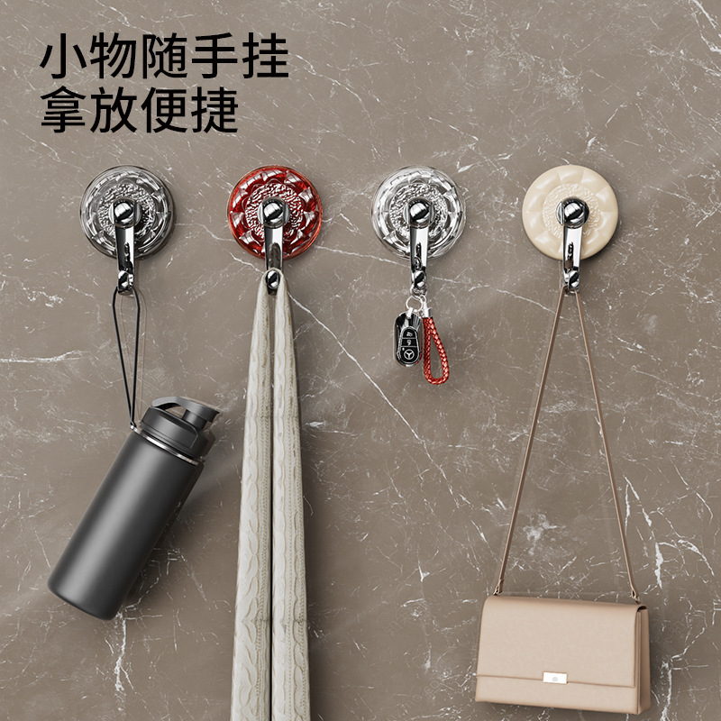 Creative retro strong suction cup hook punch-free seamless vacuum adhesive wall towel hanging clothes bathroom door rear adhesive hook