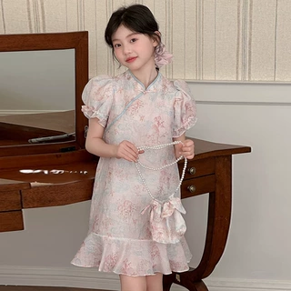 2026女童夏季新款连衣裙儿童洋气汉服国风旗袍女孩新中式公主裙子