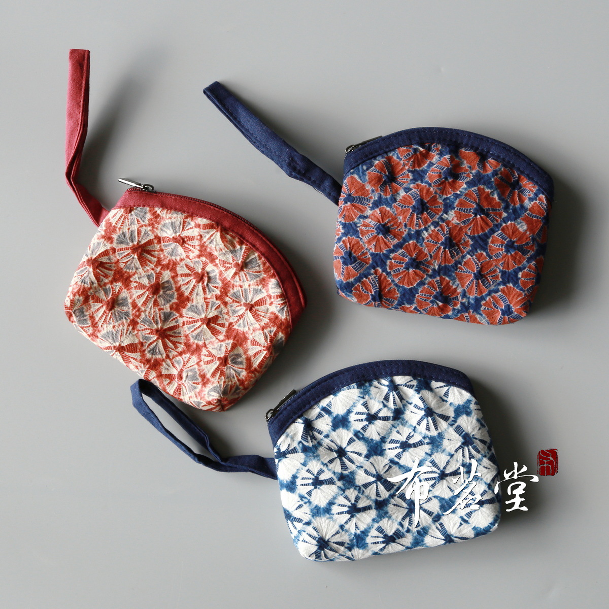 부밍탕 집중적 인 타이 다이 지퍼 작은 가방 동전 지갑 화장품 가방 빨간 가방