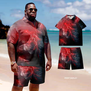 Spring and summer Europe and the United States POLO suit short sleeve men's 3D digital printing plus size daily cross-border foreign trade high street leisure