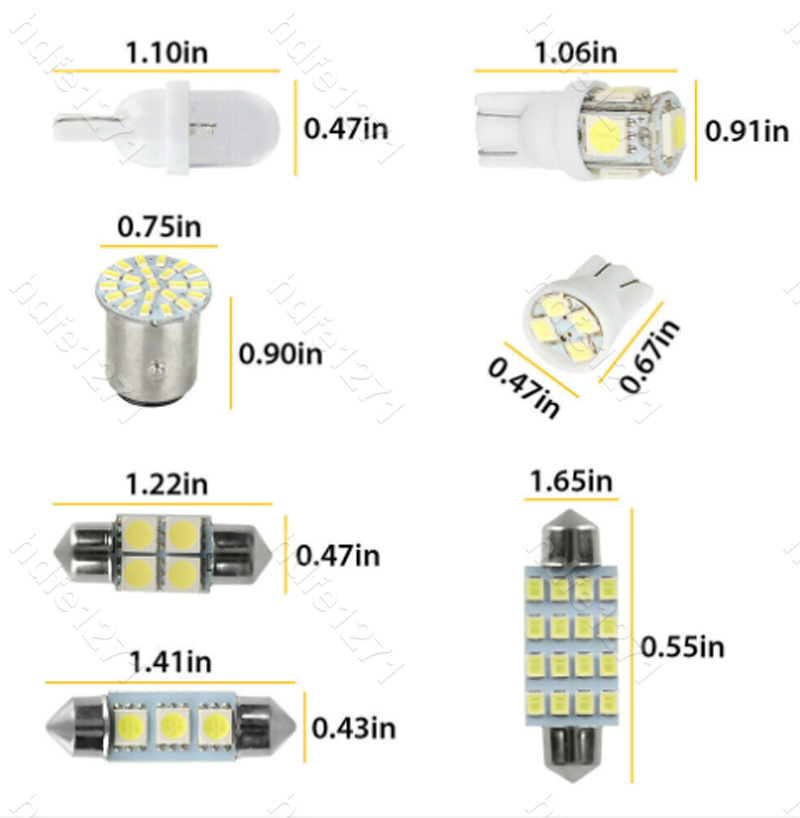 28PCS conjunto de lámparas interiores LED de automóviles T10 luz de ancho de doble punta luz de lectura 28 piezas de luz de matrícula