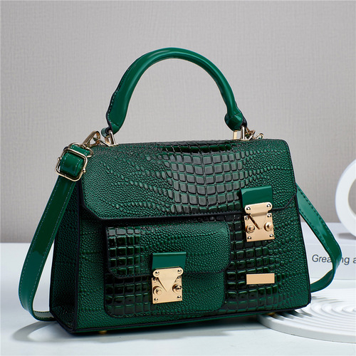 new solid color lizard pattern texture large capacity foreign trade simple women's bag single shoulder crossbody multi-compartment women's bag