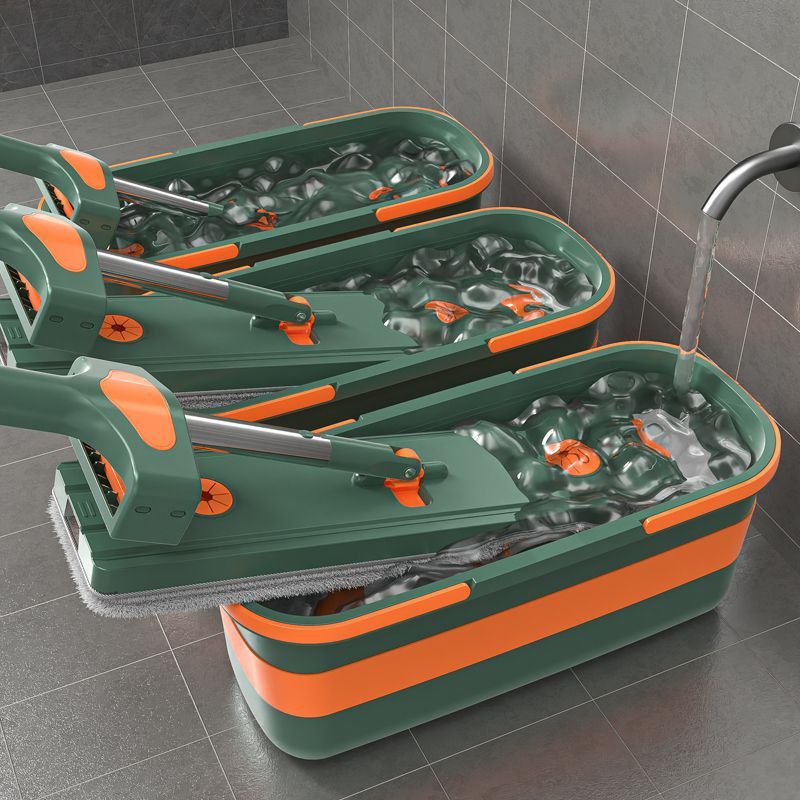 Hands-Free Mop for Home Use, Lazy Mop Cleaning Tool, New Model with Bucket, Flat Mop with Replaceable Pads, Dual-Use for Dry and Wet Cleaning