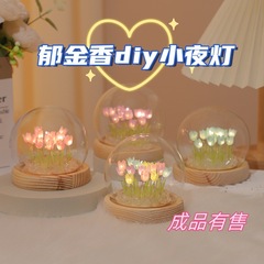 跨境花海郁金香diy发光小夜灯成品桌面氛围灯手工生日礼物送女生