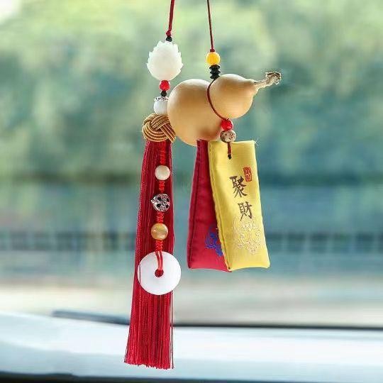 New Style Fulu Gourd Creative Car Interior Hanging Decoration for Men and Women, Sachet Lucky Bag, Peace Rearview Mirror Hanging Decoration, One-Piece Drop Shipping