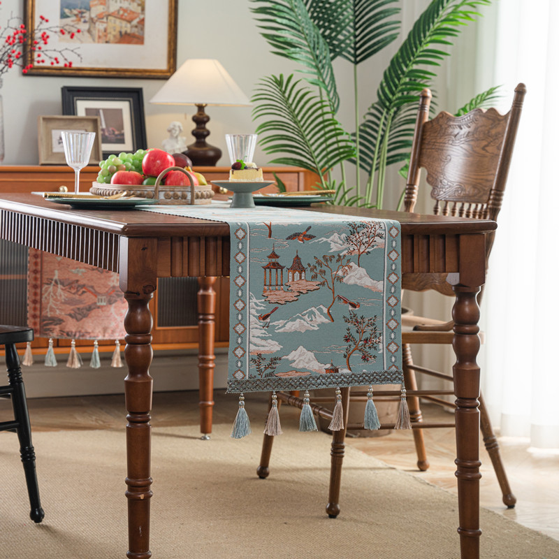 Jacquard-tischläufer Ethno-stil Mit Quasten Für Tisch Und Bett_voghion.com