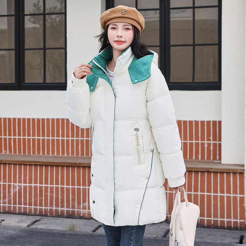 2023 invierno nuevo suelto gran pan chaqueta de pluma de algodón chaqueta de algodón chaqueta de mujer chaqueta de algodón grueso medio largo