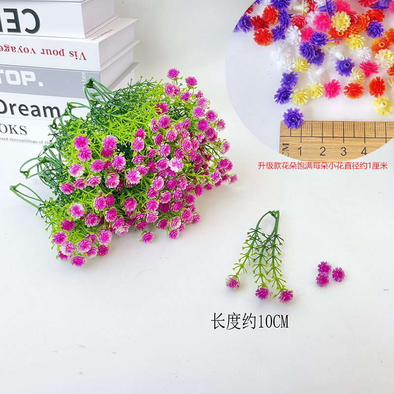 Ramo de mano Simulación Día de San Valentín Gypsophila Accesorios Plástico con flores y césped Ramo con césped y flores Materiales decorativos
