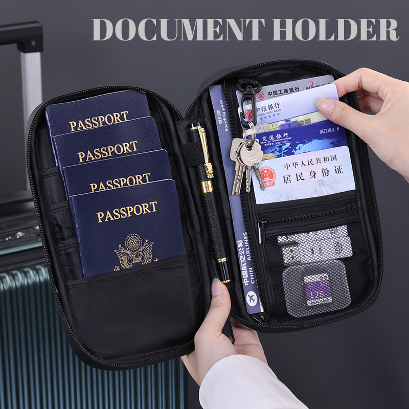 Nuevo producto antirrobo transfronterizo bolsa de tarjetas multifuncional bolsa de pasaporte bolsa de almacenamiento portátil de negocios bolsa de certificados impermeable bolsa de billetera