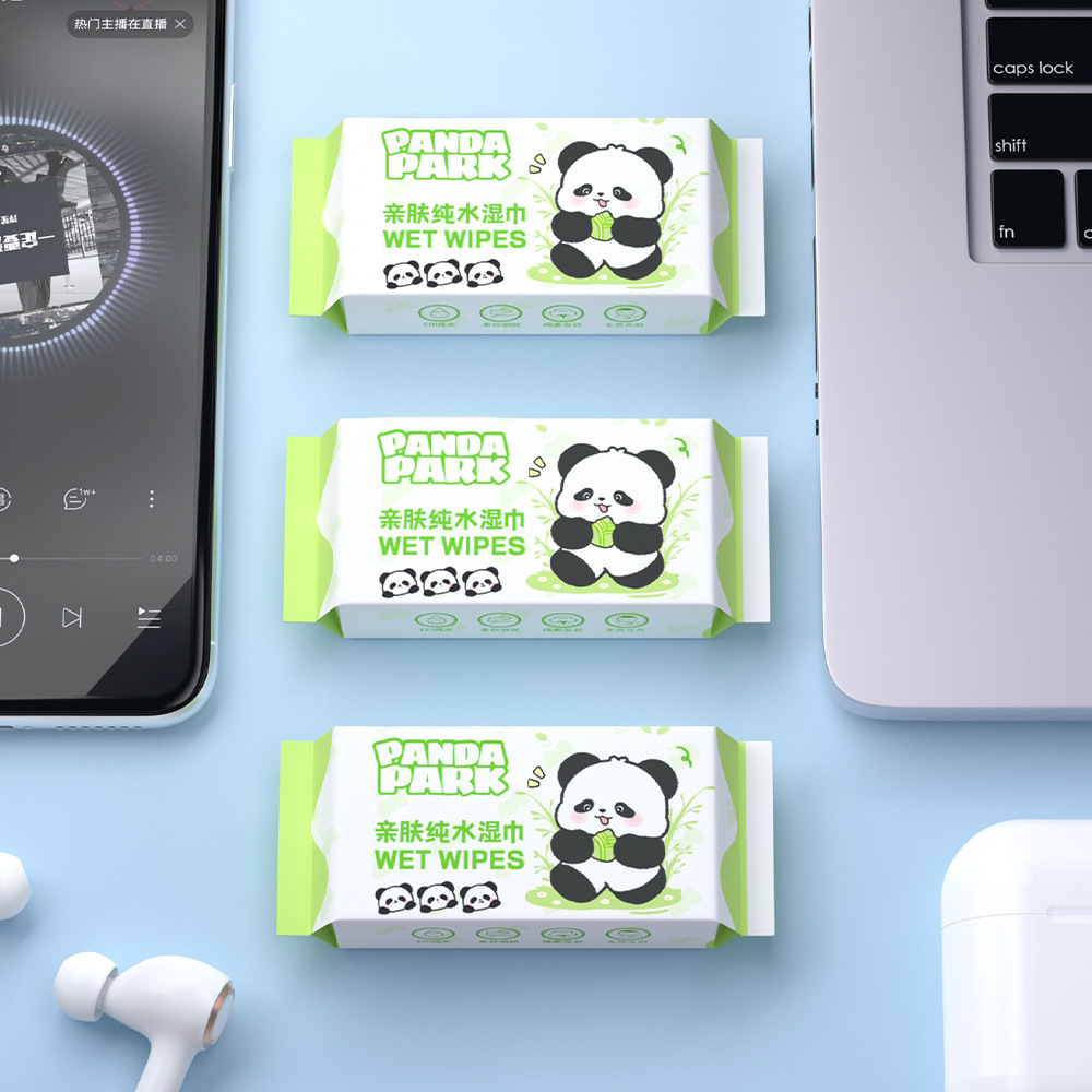 Wholesale Panda Mini Ultra Mini Wet Wipes EDI Pure Water Independent Small Pack Wet Wipes Portable On-the-Go Baby Hand Mouth Wet Wipes